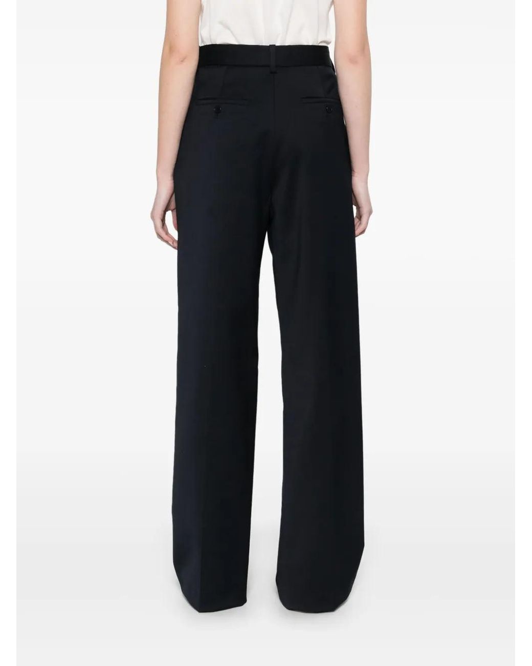 Maje Blue Piped-Trim Tailored Trousers
