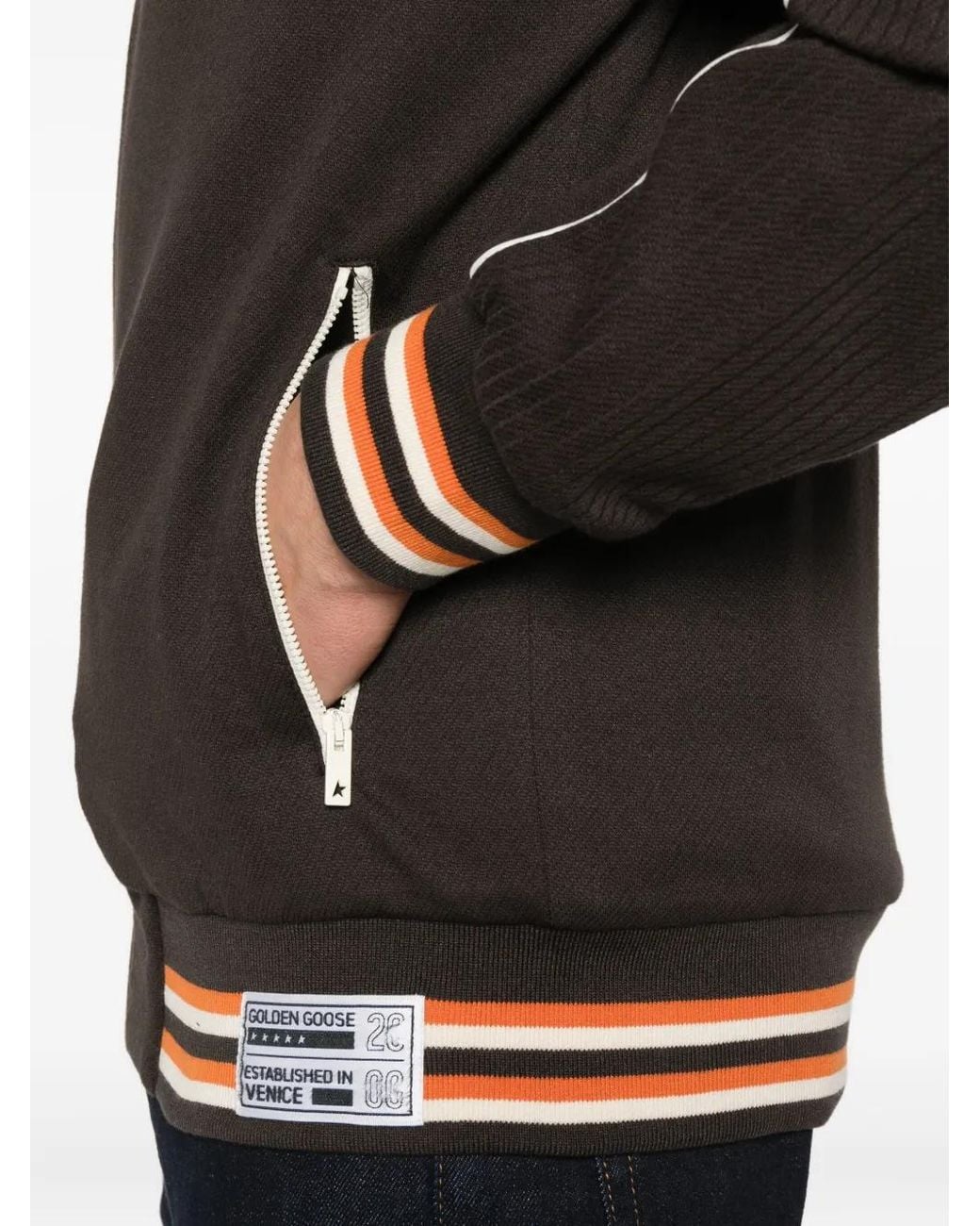 Golden Goose Deluxe Brand Black Ribbed-Panel Zip-Up Jacket