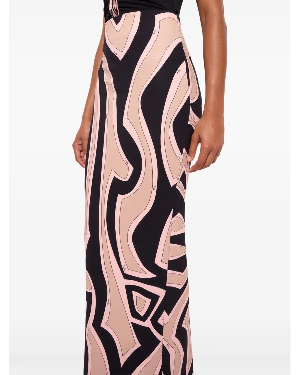 Emilio Pucci White Labirinto Print Long Fitted Skirt