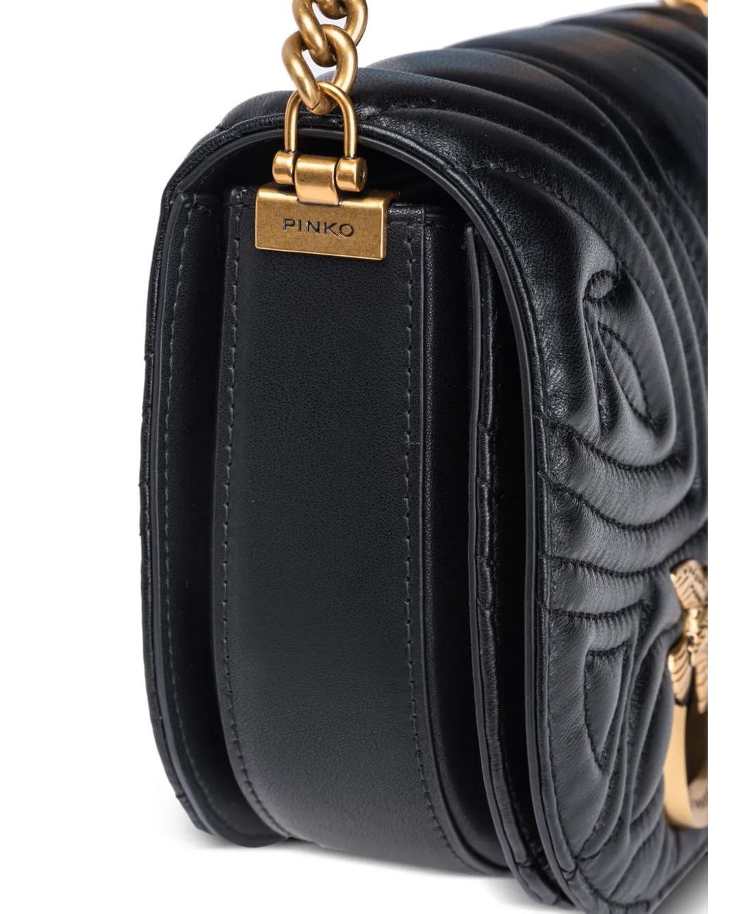 Pinko Gray Love Leather Crossbody Bag