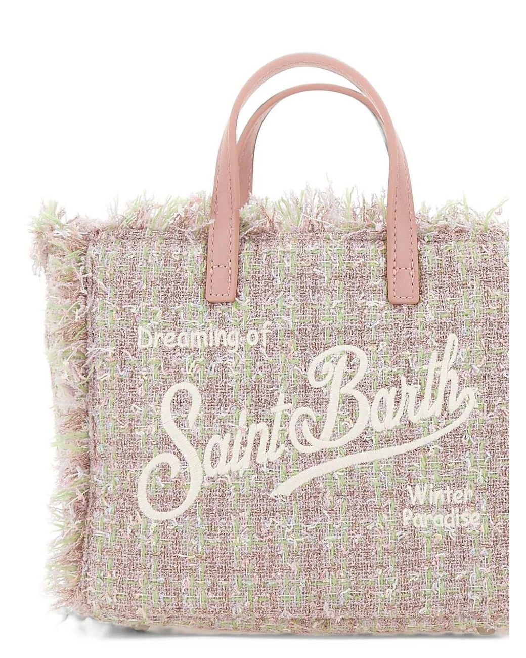 Mc2 Saint Barth Natural Mini Vanity Fringe-Trimmed Tote Bag