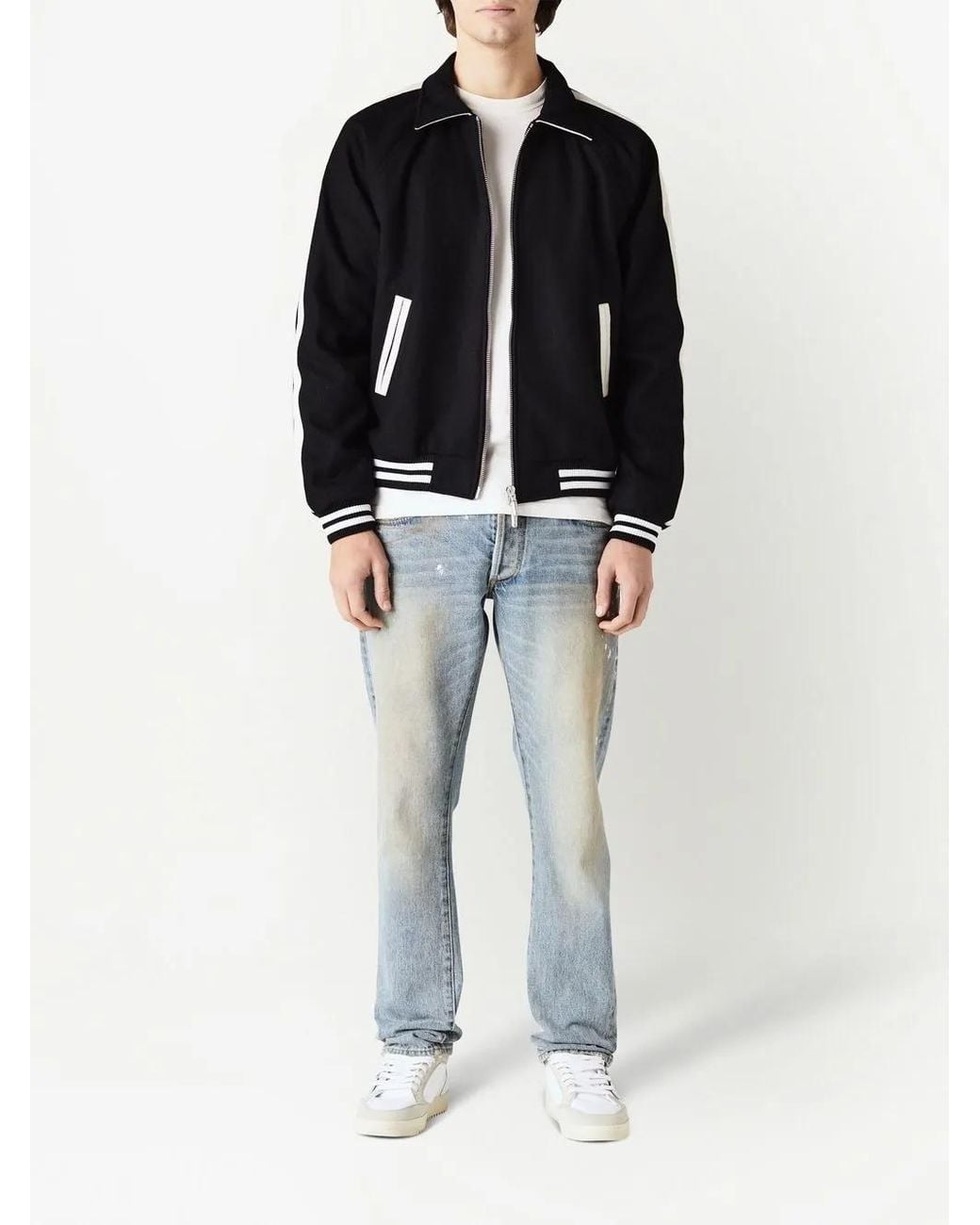 Rhude Blue Motif-Print Bomber Jacket for men