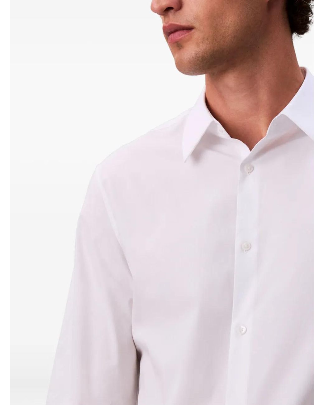 Calvin Klein White Long-Sleeved Cotton Shirt for men