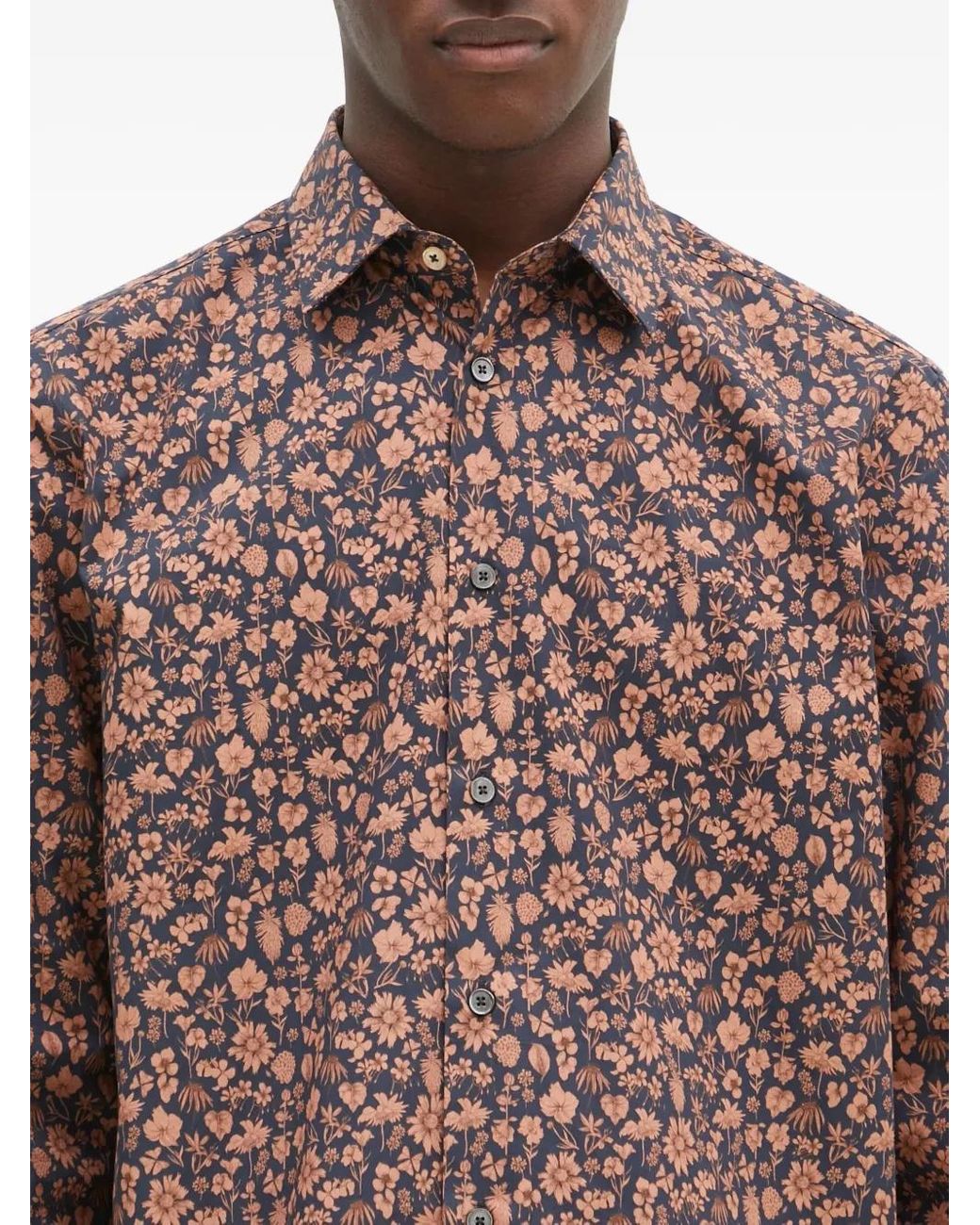 Paul Smith Brown Floral Print Cotton Shirt for men