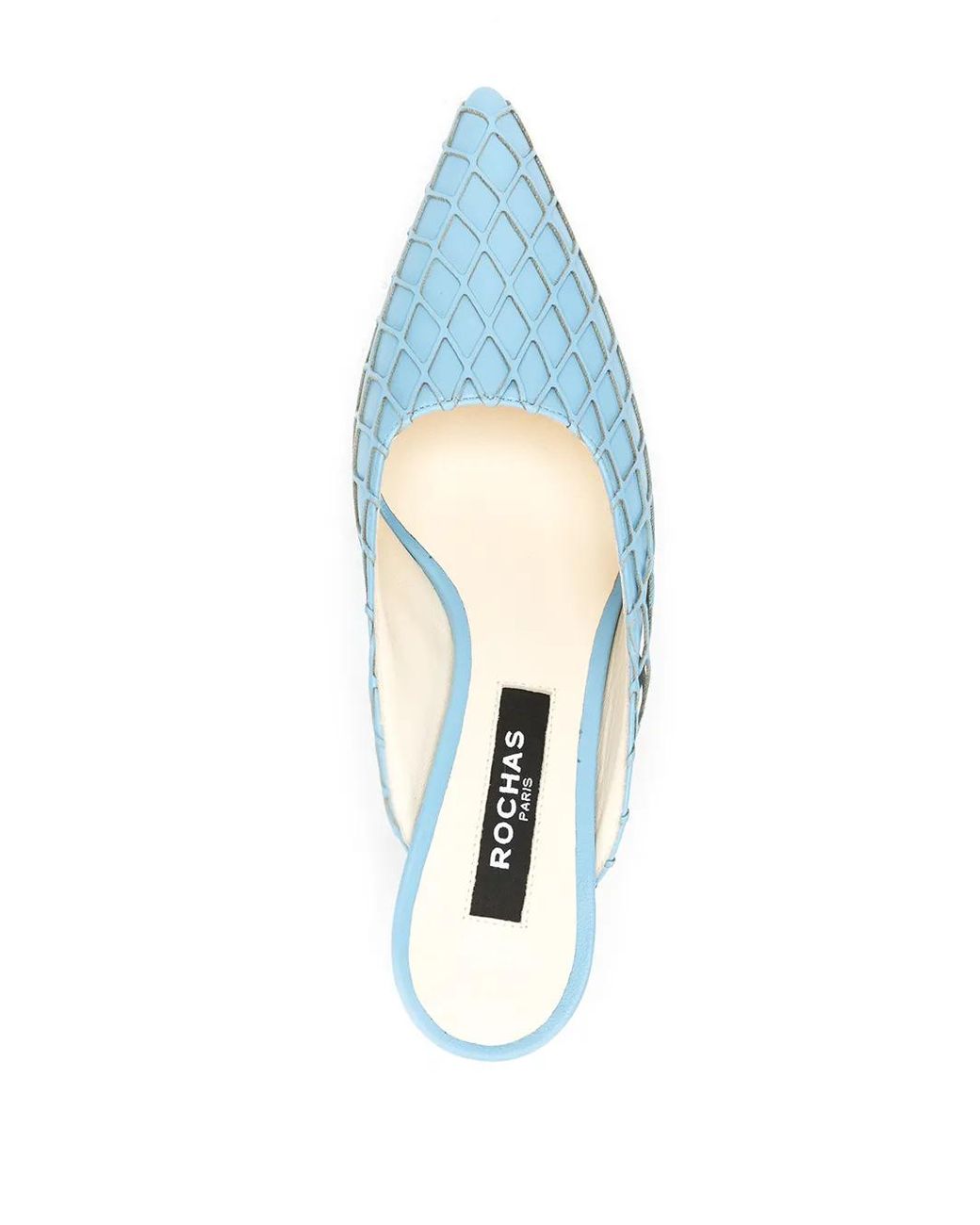 Rochas Blue Laser-Cut Mules