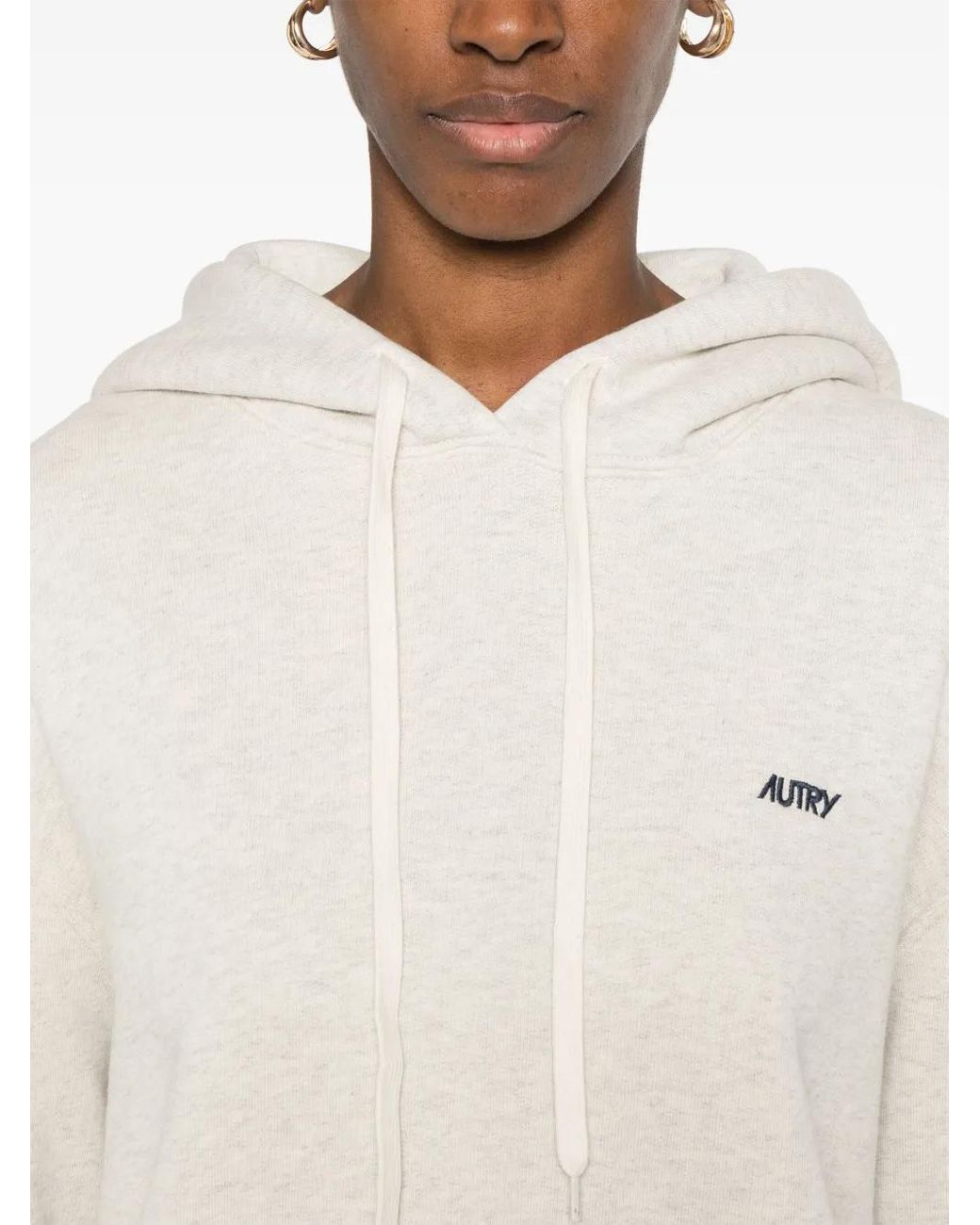 Autry White Logo-Embroidered Hoodie