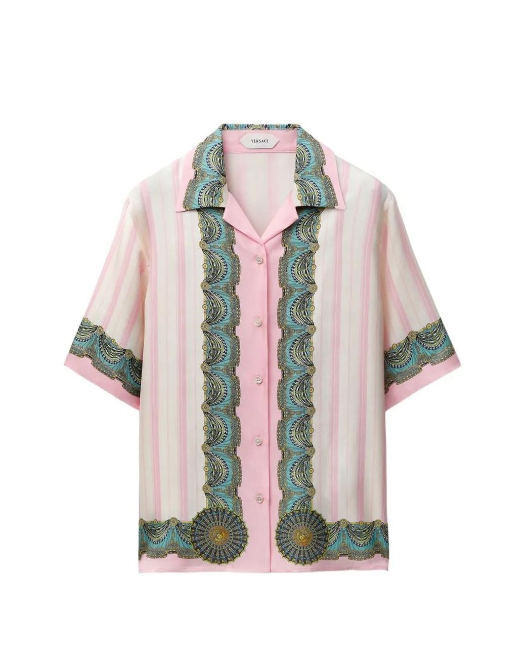 Versace White Printed Silk Twill Shirt