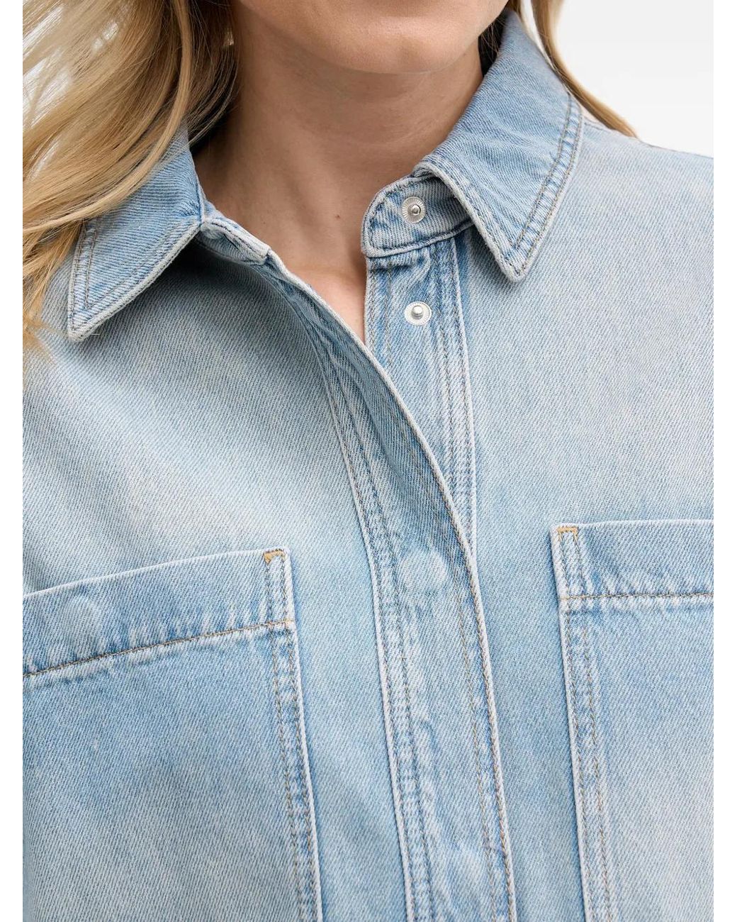 Mos Mosh Blue Rhinestone-Embellished Denim Shirt