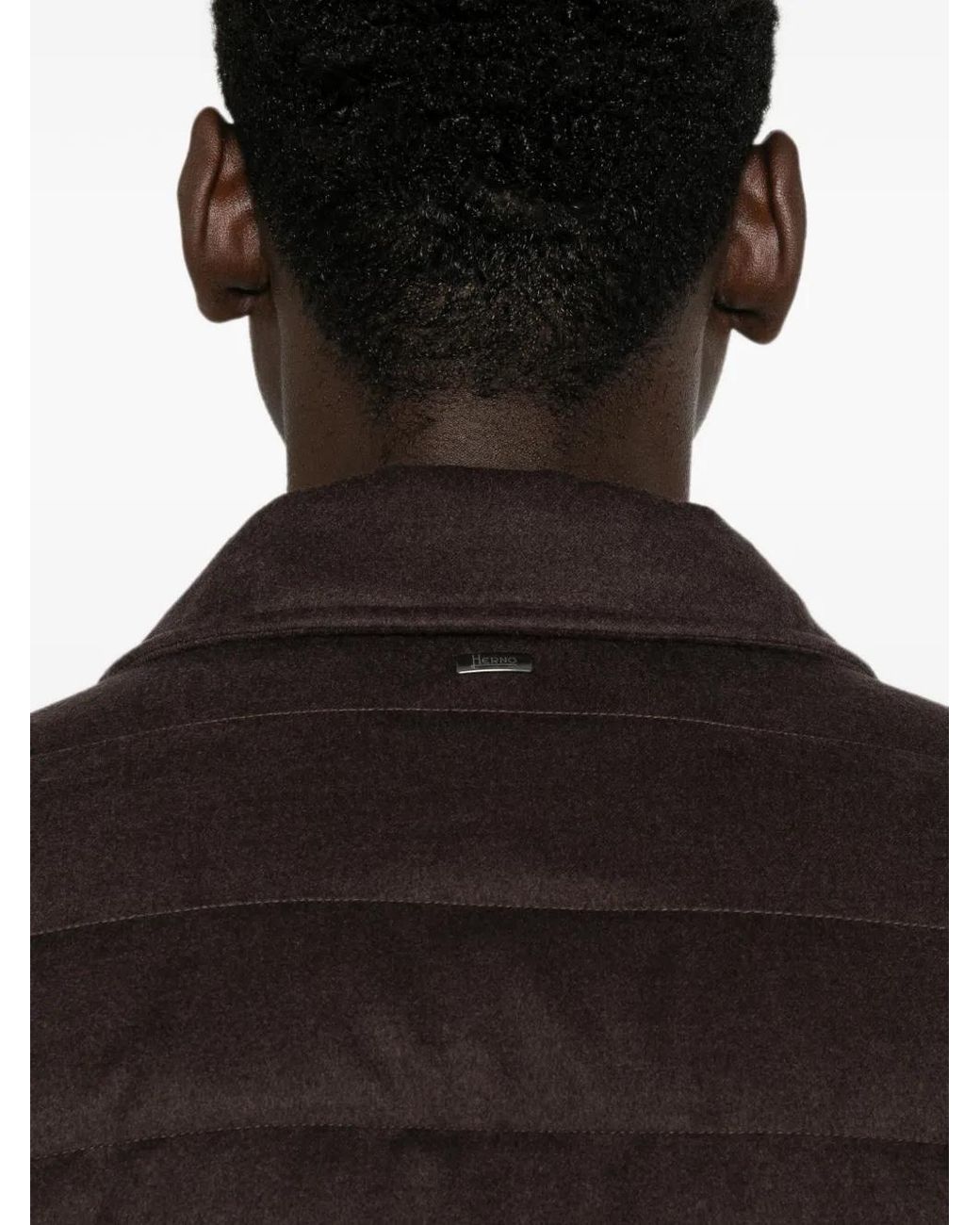 Herno Brown Quilted Zip-Up Coat for men