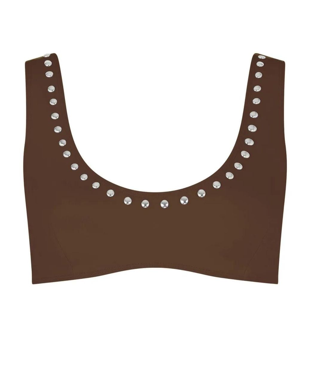 Let's Swim Brown Studded Bikini Top