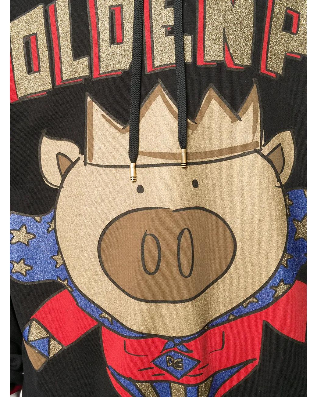 Dolce & Gabbana Black Golden Pig Hoodie for men