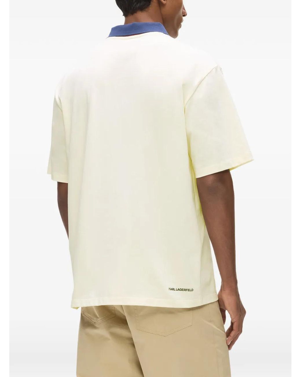 Karl Lagerfeld White Collared V-Neck Ikon T-Shirt for men
