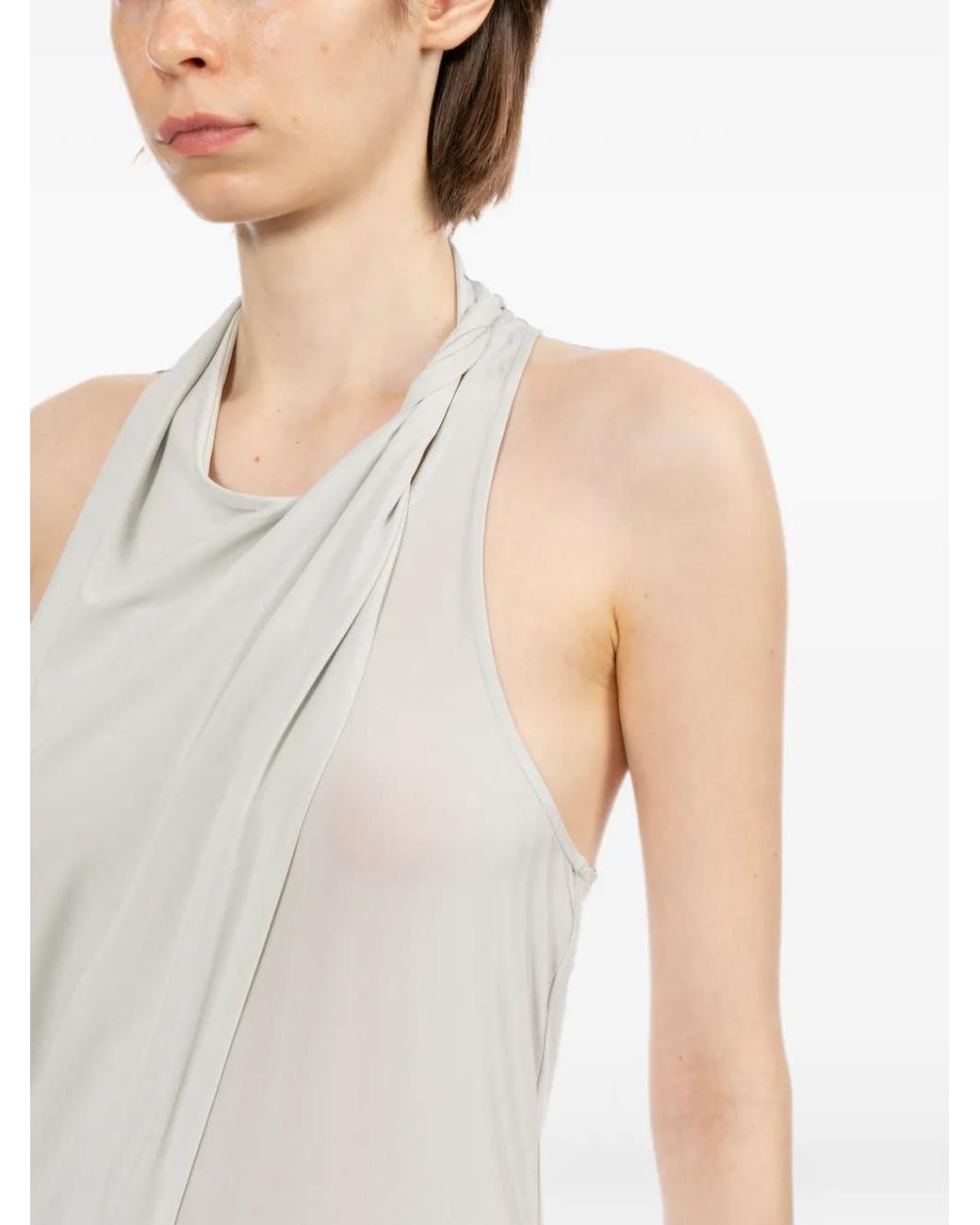 Helmut Lang White Draped Halterneck Top