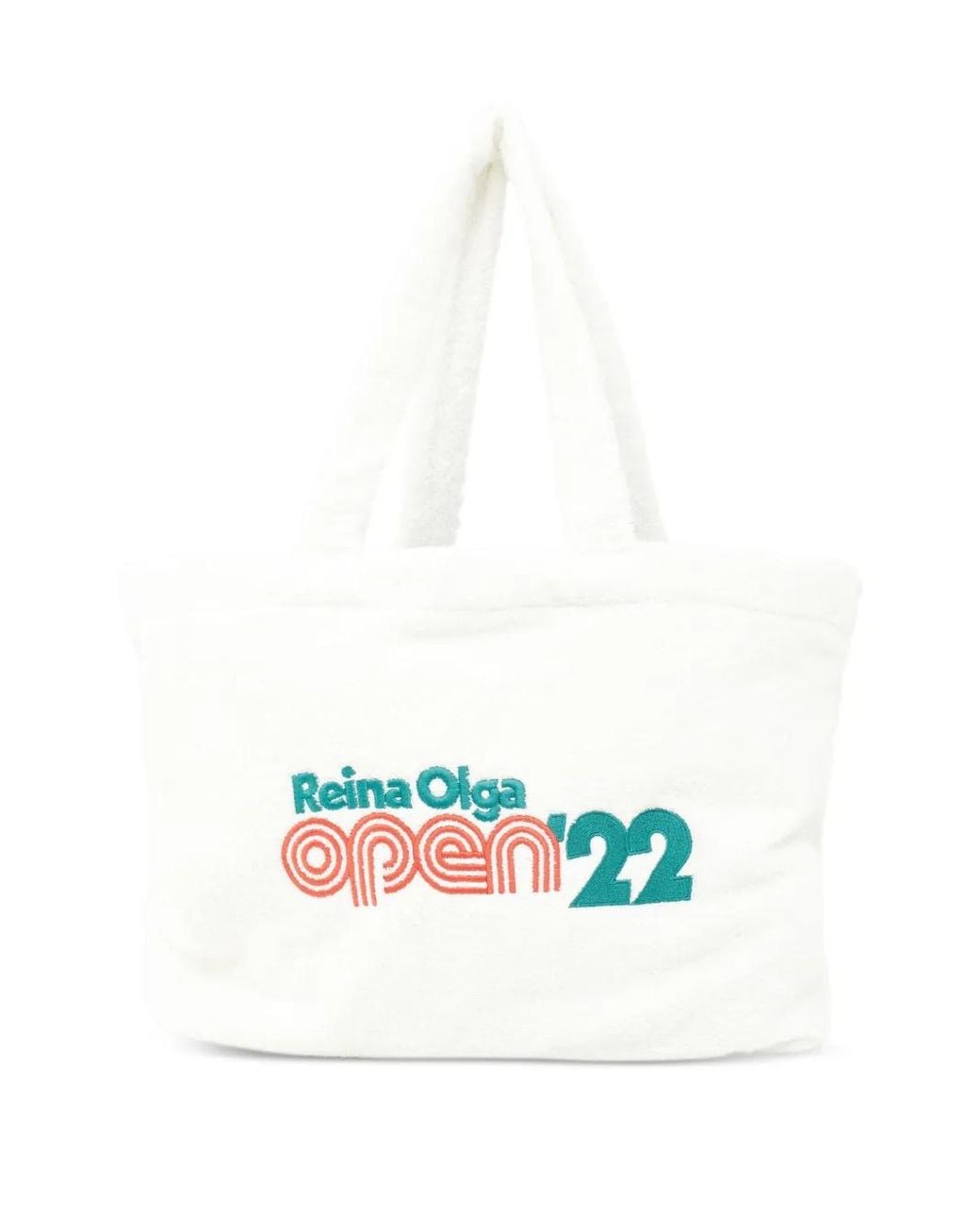 Reina Olga White Logo-Embroidery Beach Bag