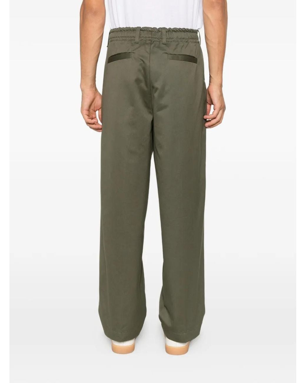 Myths Green Pleated Elasticated-Waist Trousers for men