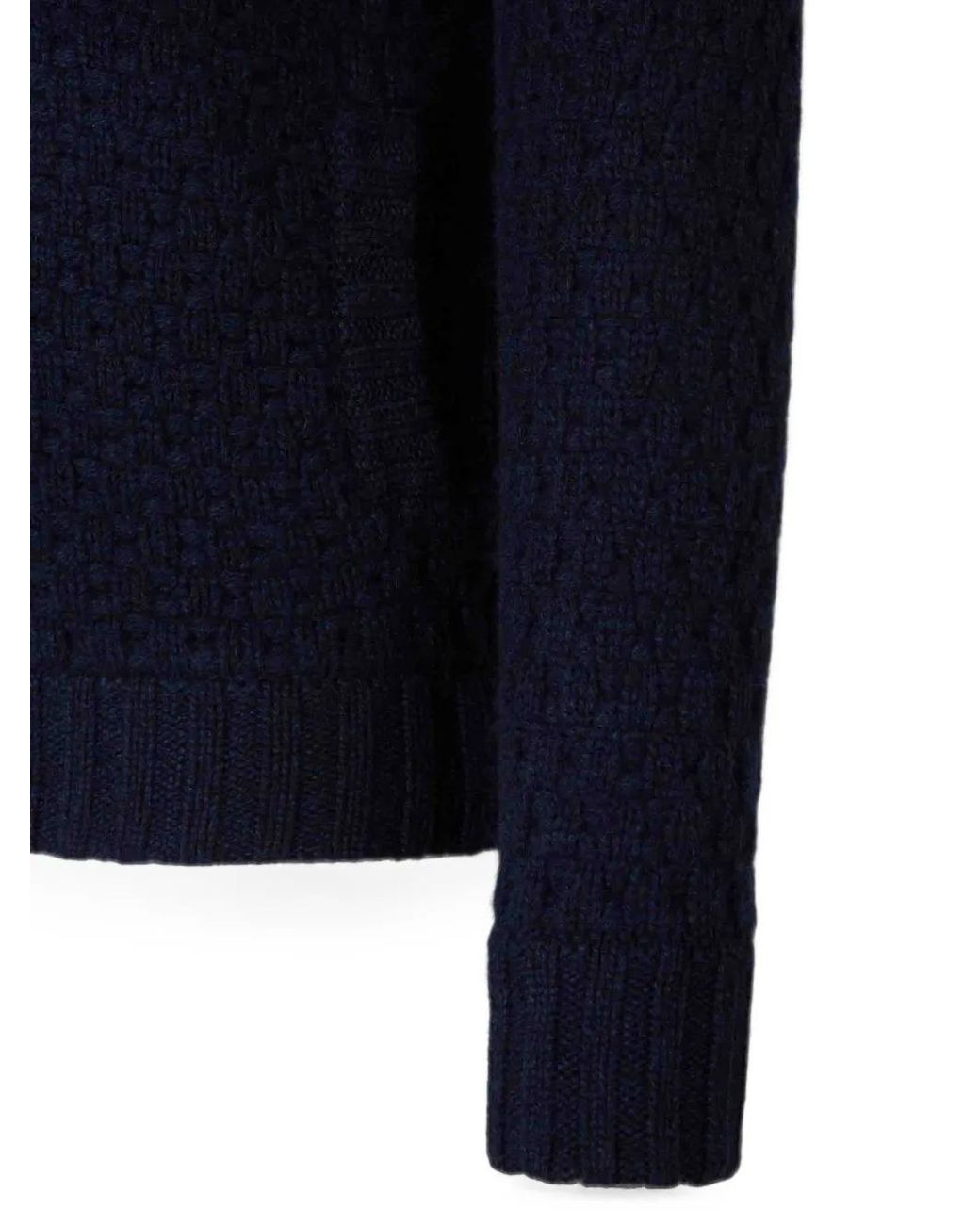 Fedeli Blue Textured-Stitch Cardigan for men