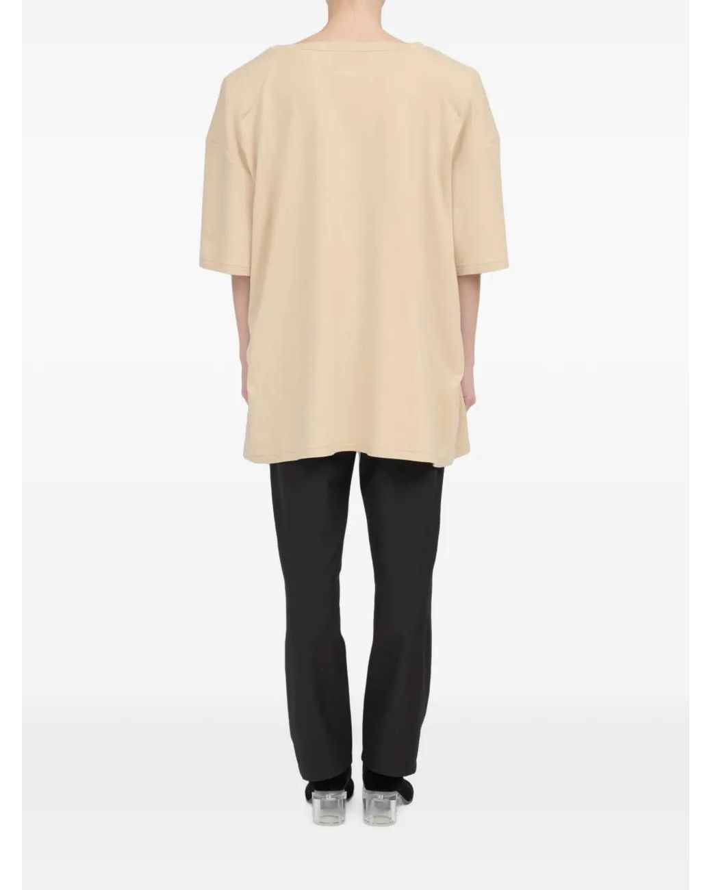 MM6 by Maison Margiela Natural Horse-Portrait Short-Sleeve T-Shirt