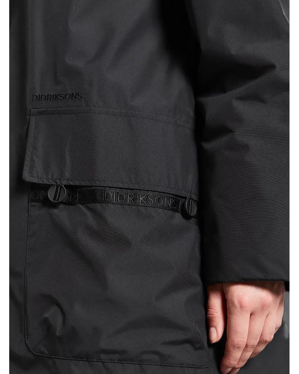 Didriksons Black Aioko Hooded Curved-Hem Jacket
