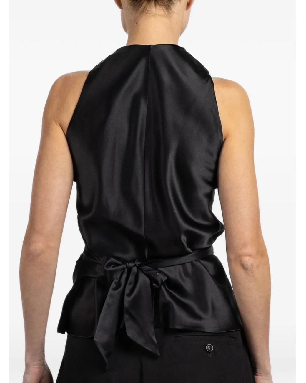 Peter Cohen Black Halter-Neck Wrap Top