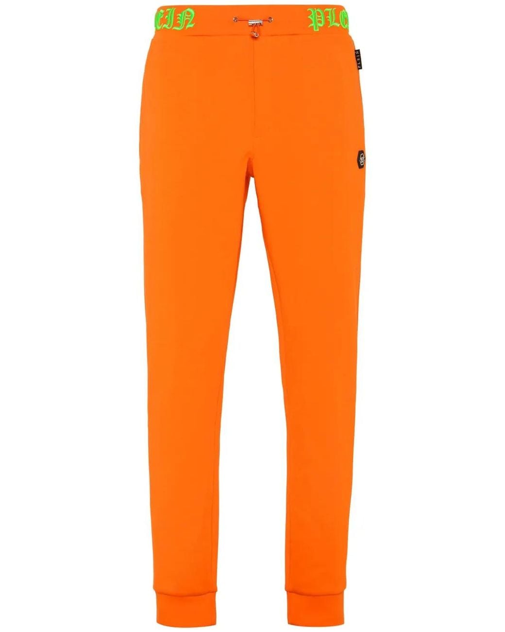 Philipp Plein Orange Pantalon De Jogging Skull And Bones À Taille Logo for men