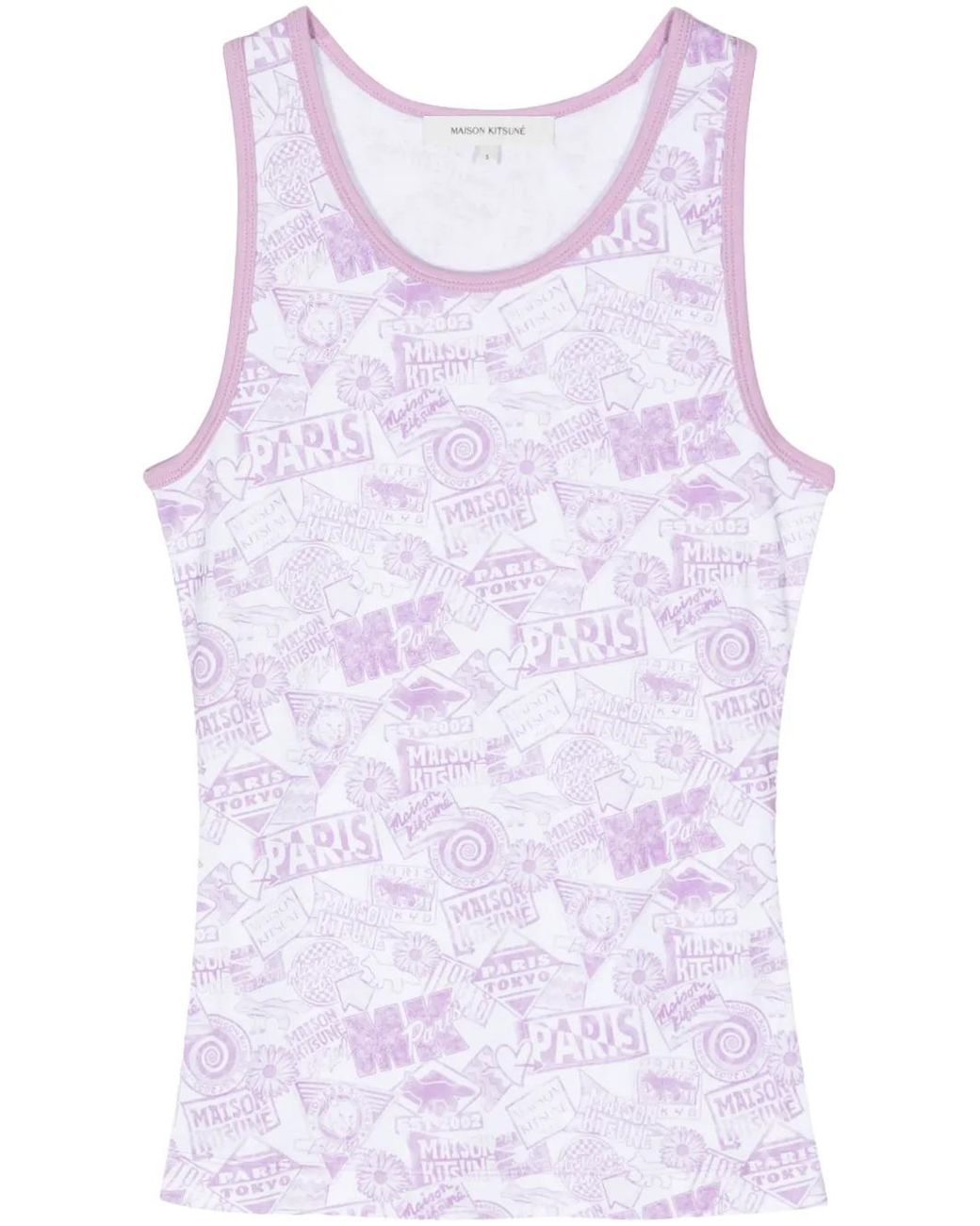 Maison Kitsuné Purple Logo-Print Cotton Tank Top