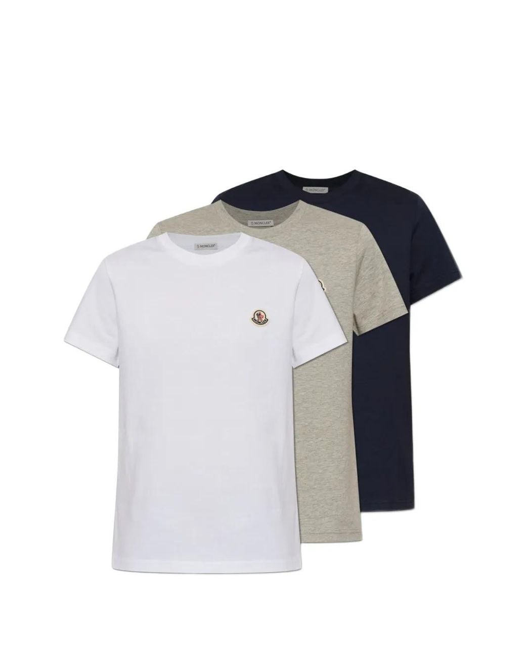 Moncler Blue Logo Patch Cotton T-Shirt (Pack Of Three)