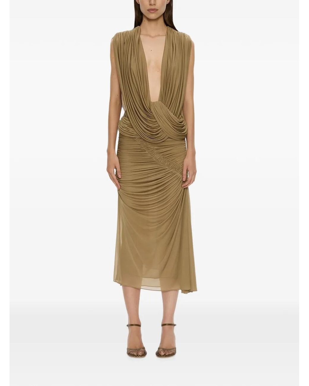Christopher Esber Green Ripple Draped Top