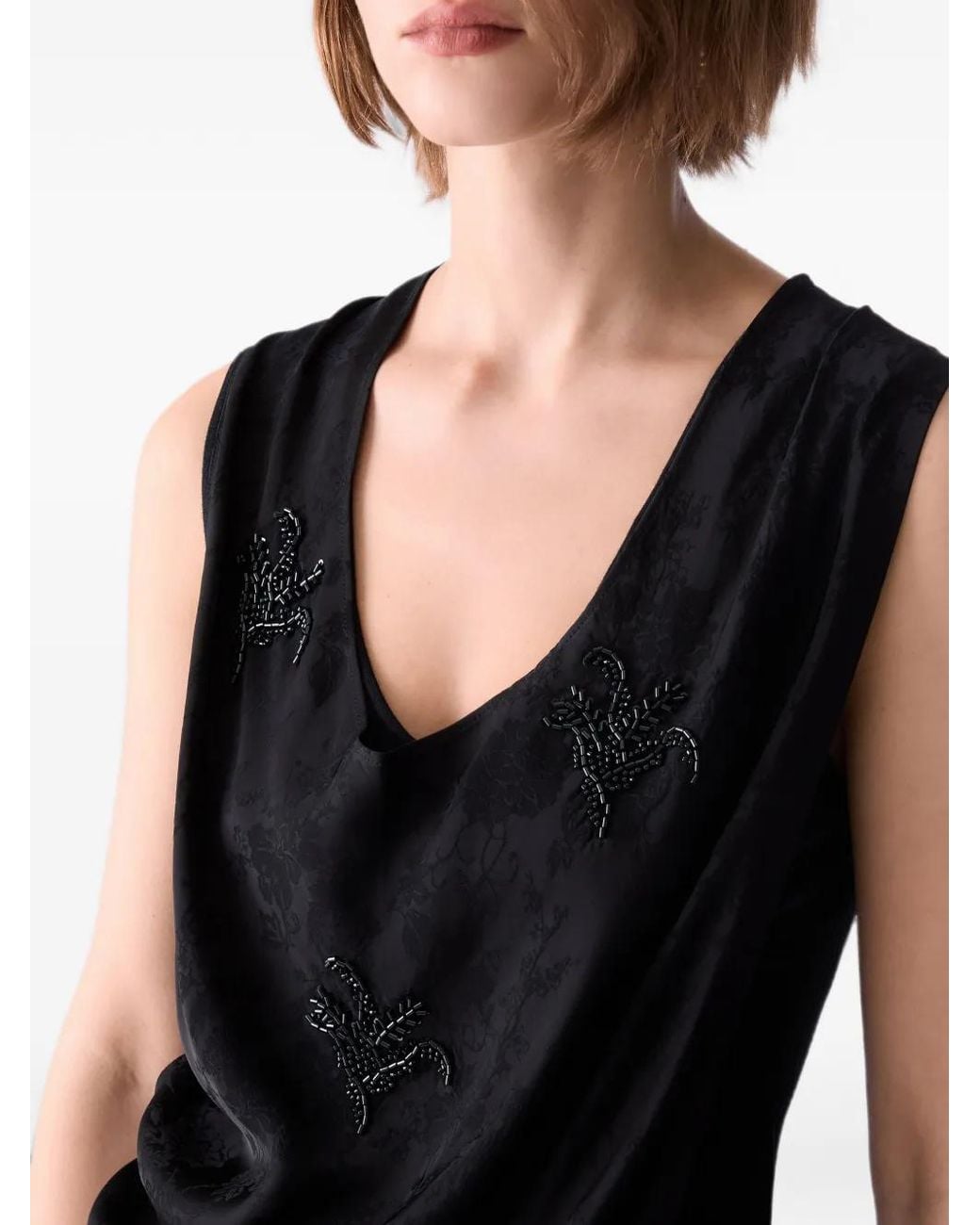 Liu Jo Black Top With Jewel Embroidery