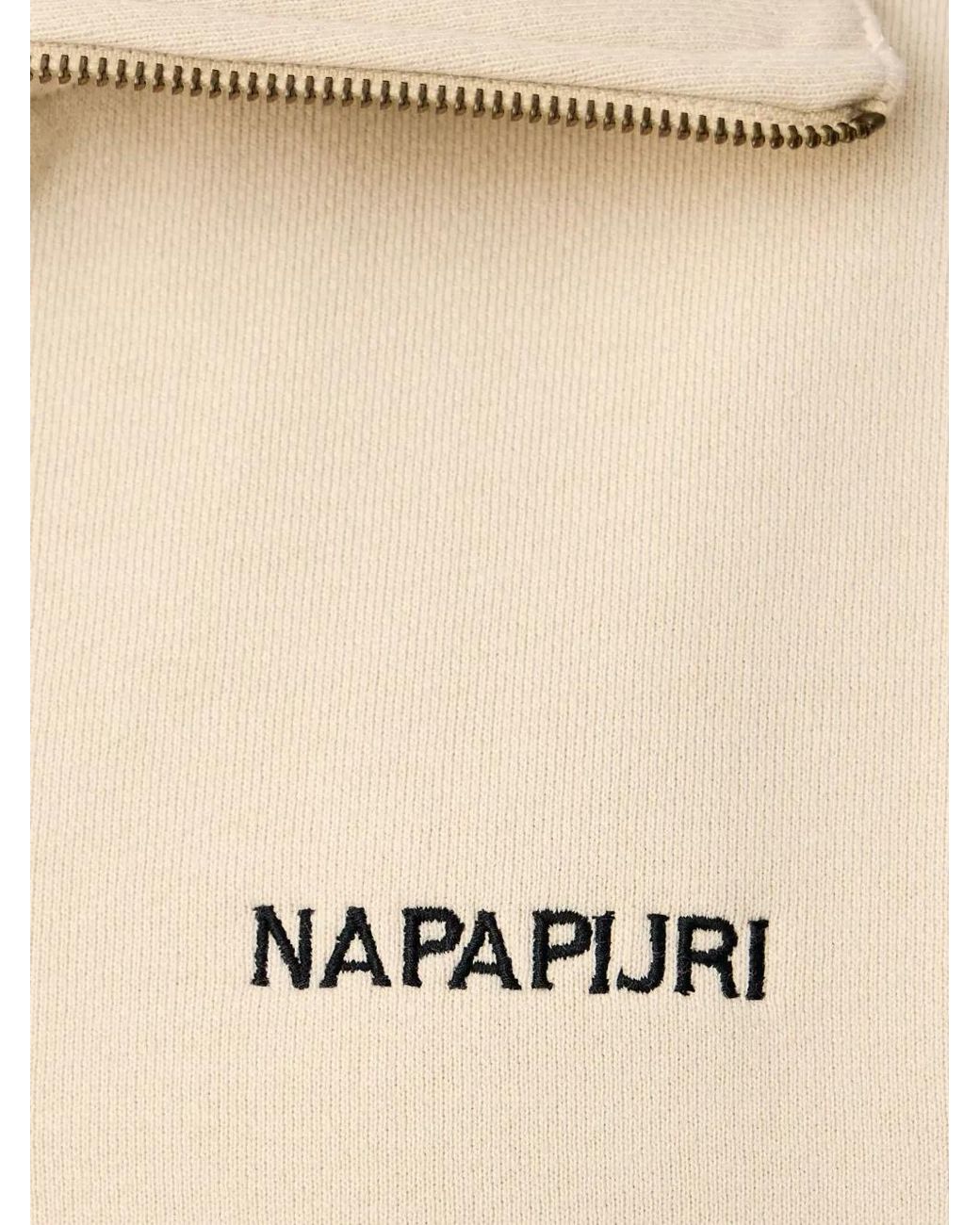 Napapijri Natural Tenri Graphic-Print Quarter-Zip Sweater for men