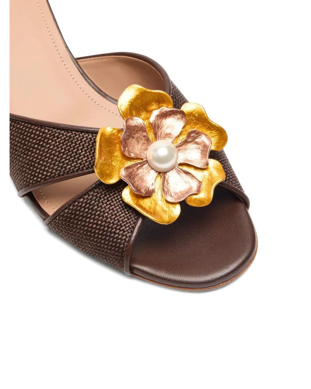 Malone Souliers Brown Suri Flower-Detail Sandals