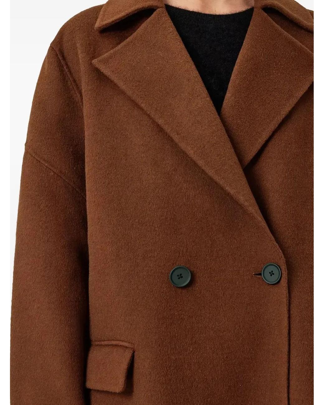AllSaints Brown Sellma Double-Breasted Coat
