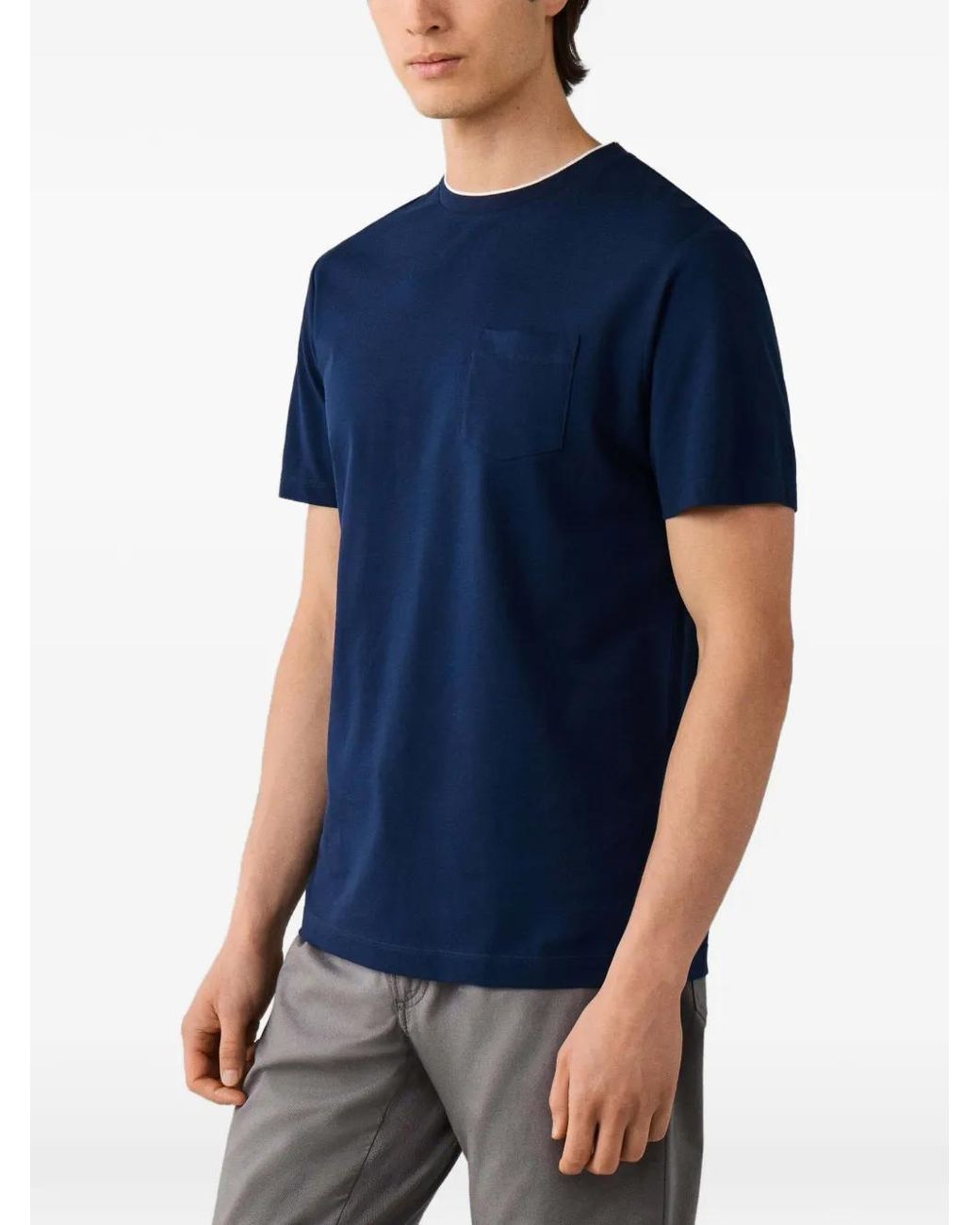 Hackett Blue T-Shirt En Piqué À Poche Poitrine for men