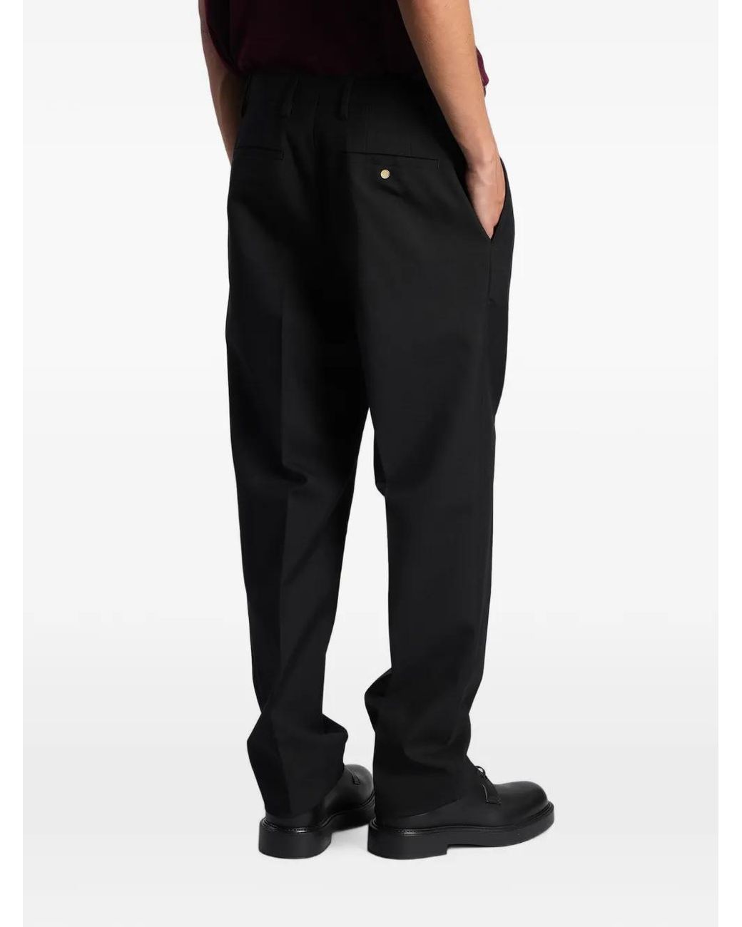 Grayed Black Pleated-Detail Trousers for men