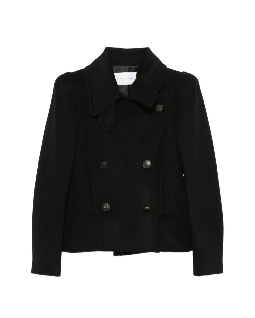 7 For All Mankind Black Double-Breasted Jacket