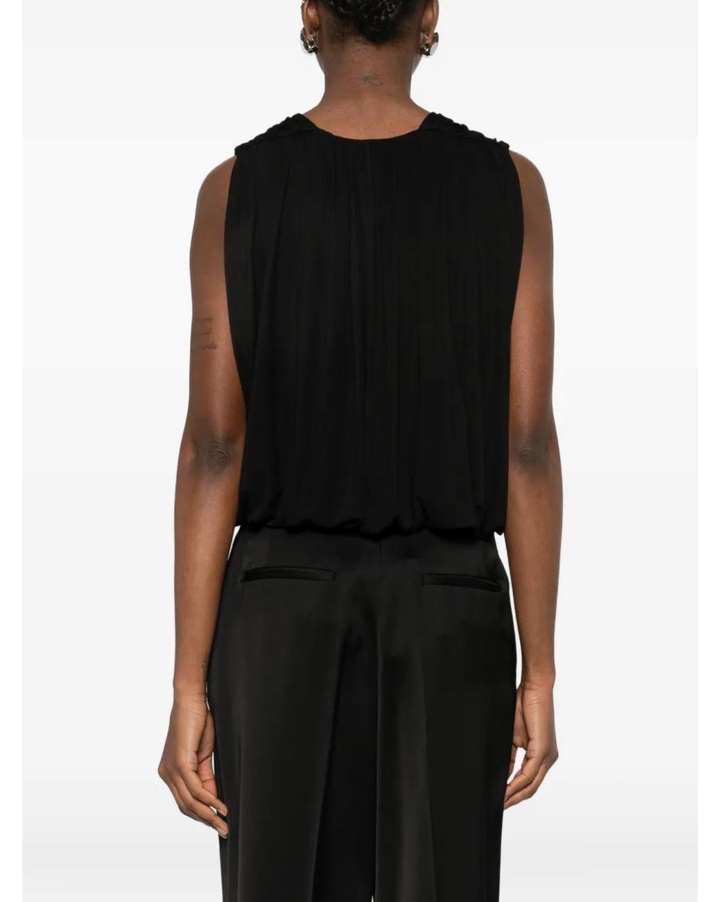 Esse Studios Black Solina Gathered Cape Top