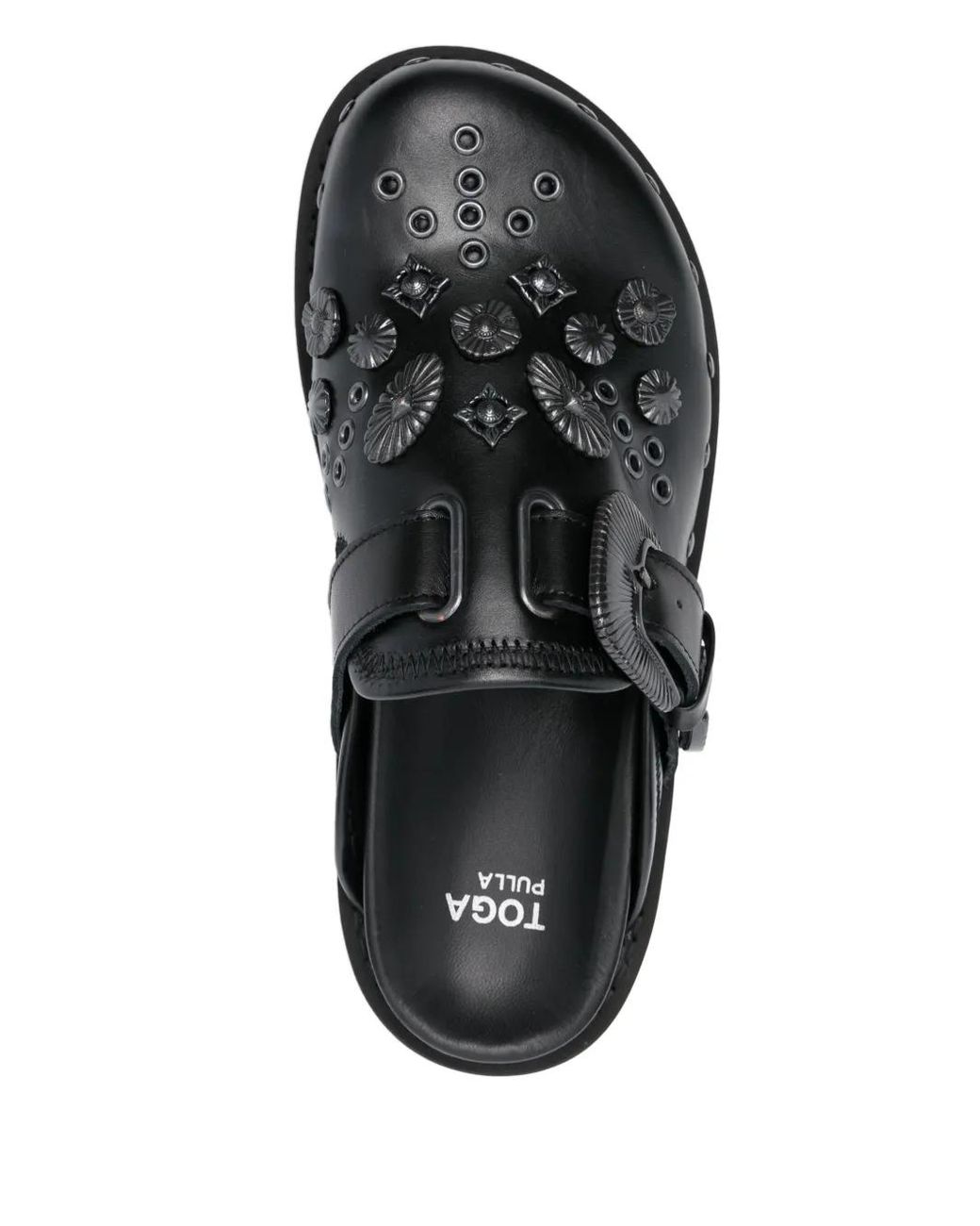 Toga Black Eyelet-Metal Mules