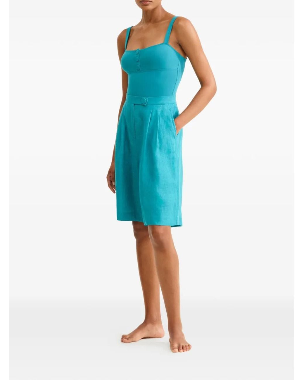 Eres Blue Pleated Bermuda Shorts