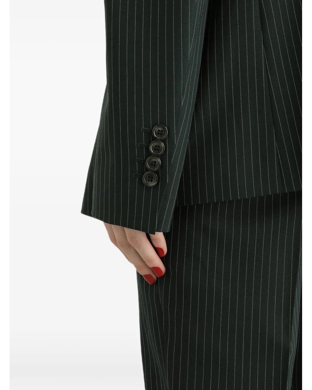Dolce & Gabbana Black Veste Linda À Simple Boutonnage En Laine À Fines Rayures