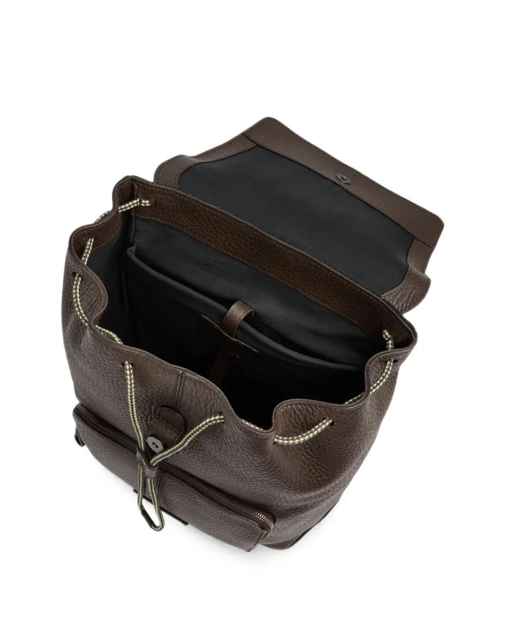 The Bridge Black Grained Leather Backpack for men
