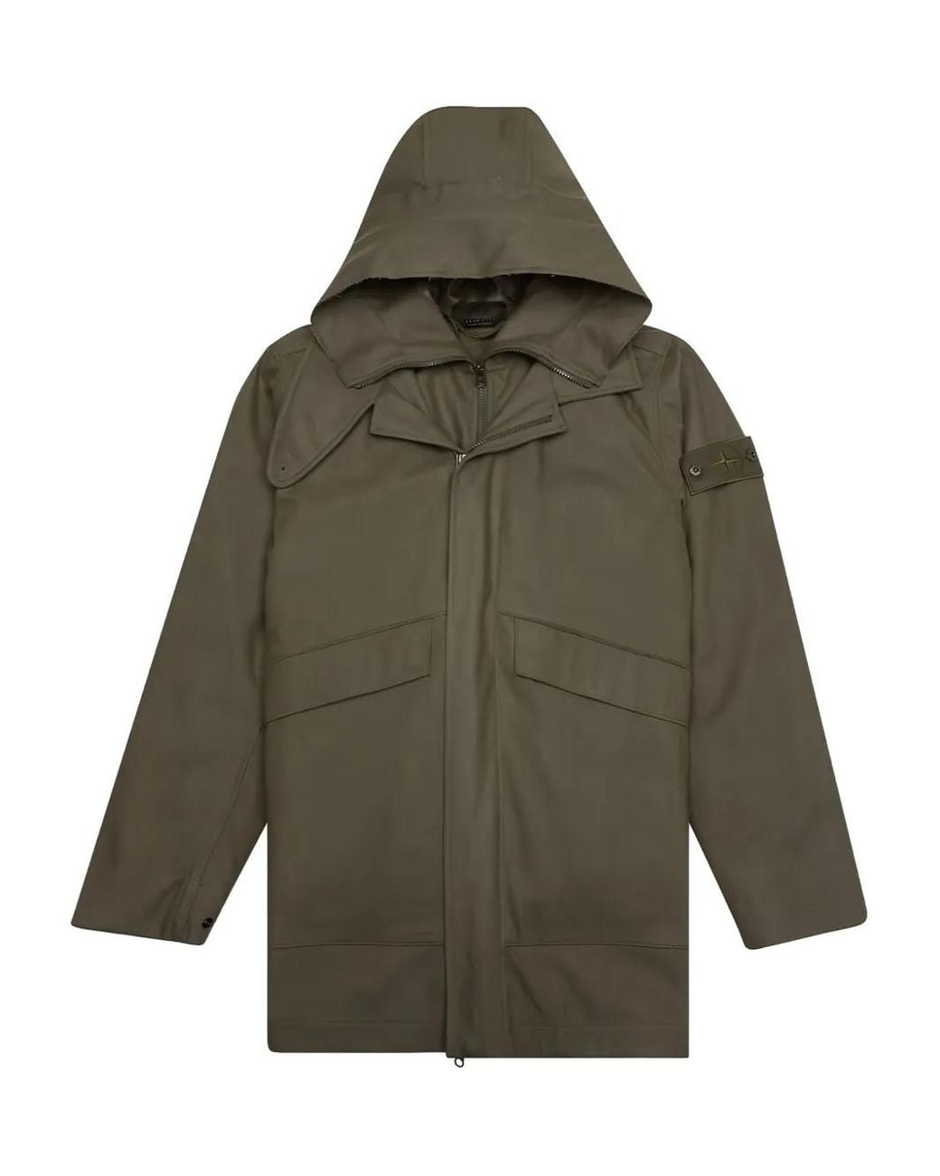 Stone Island Green Cotton Hooded Jacket for men