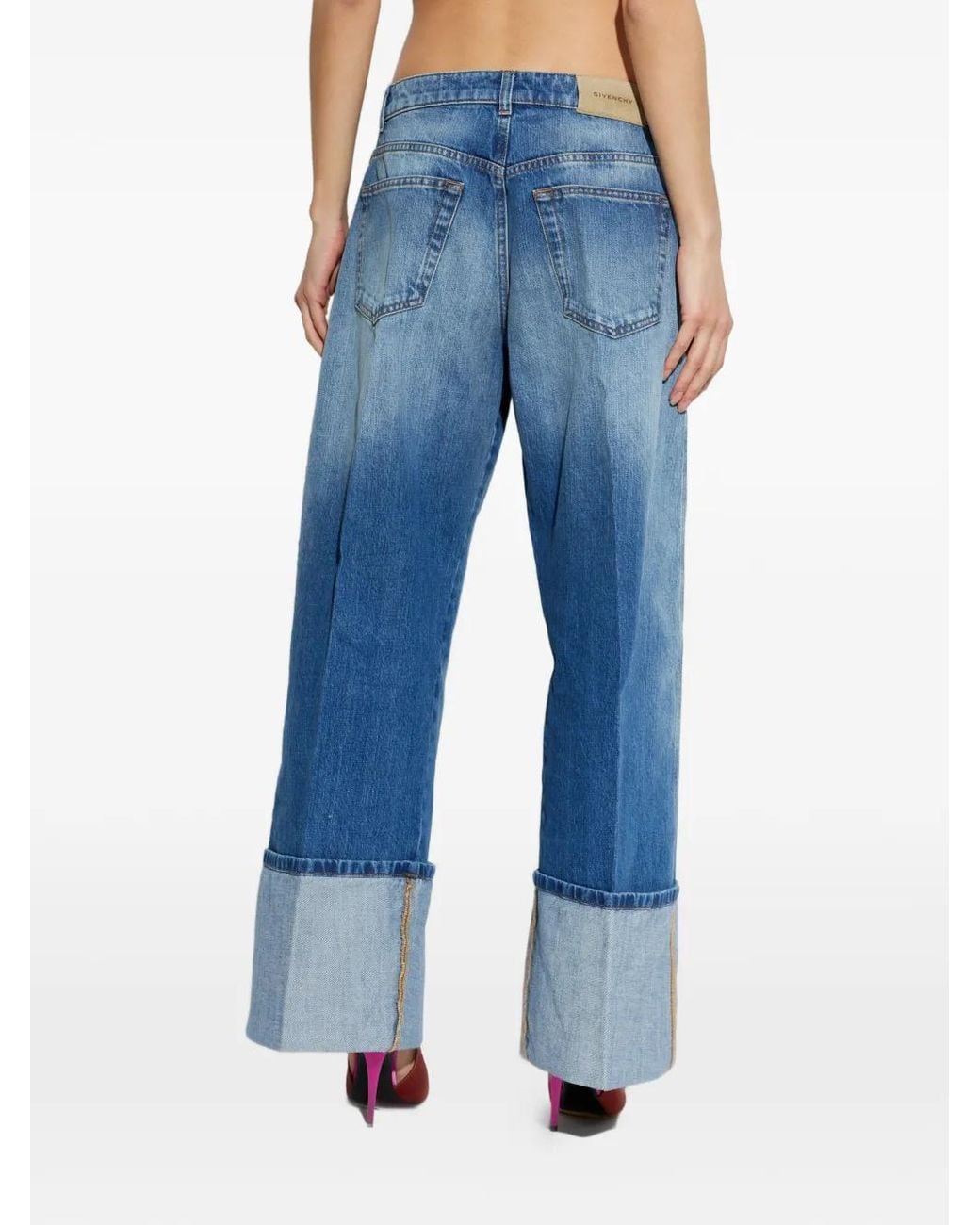 Vaqueros Medianos Con Dobladillo Vuelto Givenchy de color Blue
