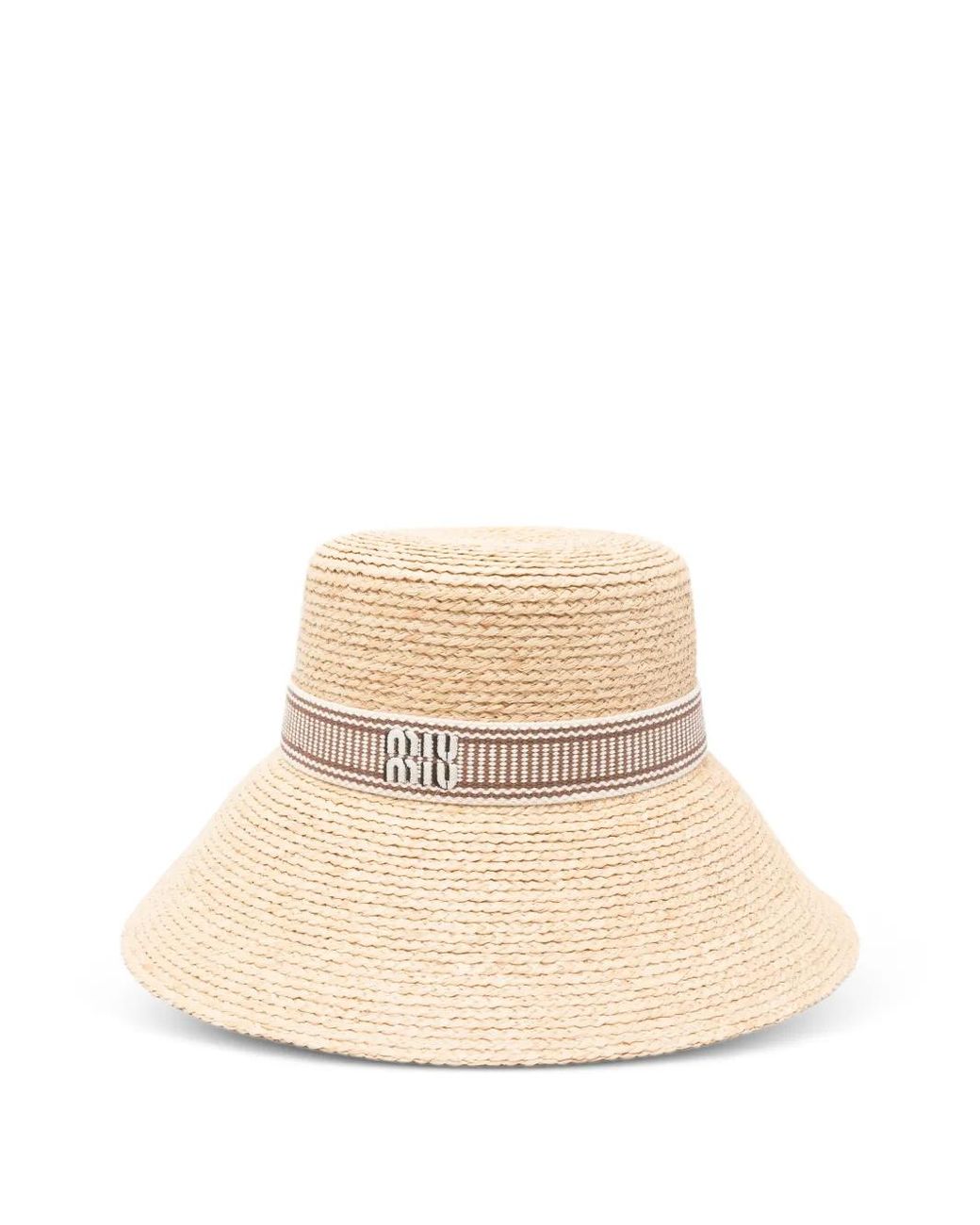 Miu Miu Natural Chapeau En Paille Tressée Tressée
