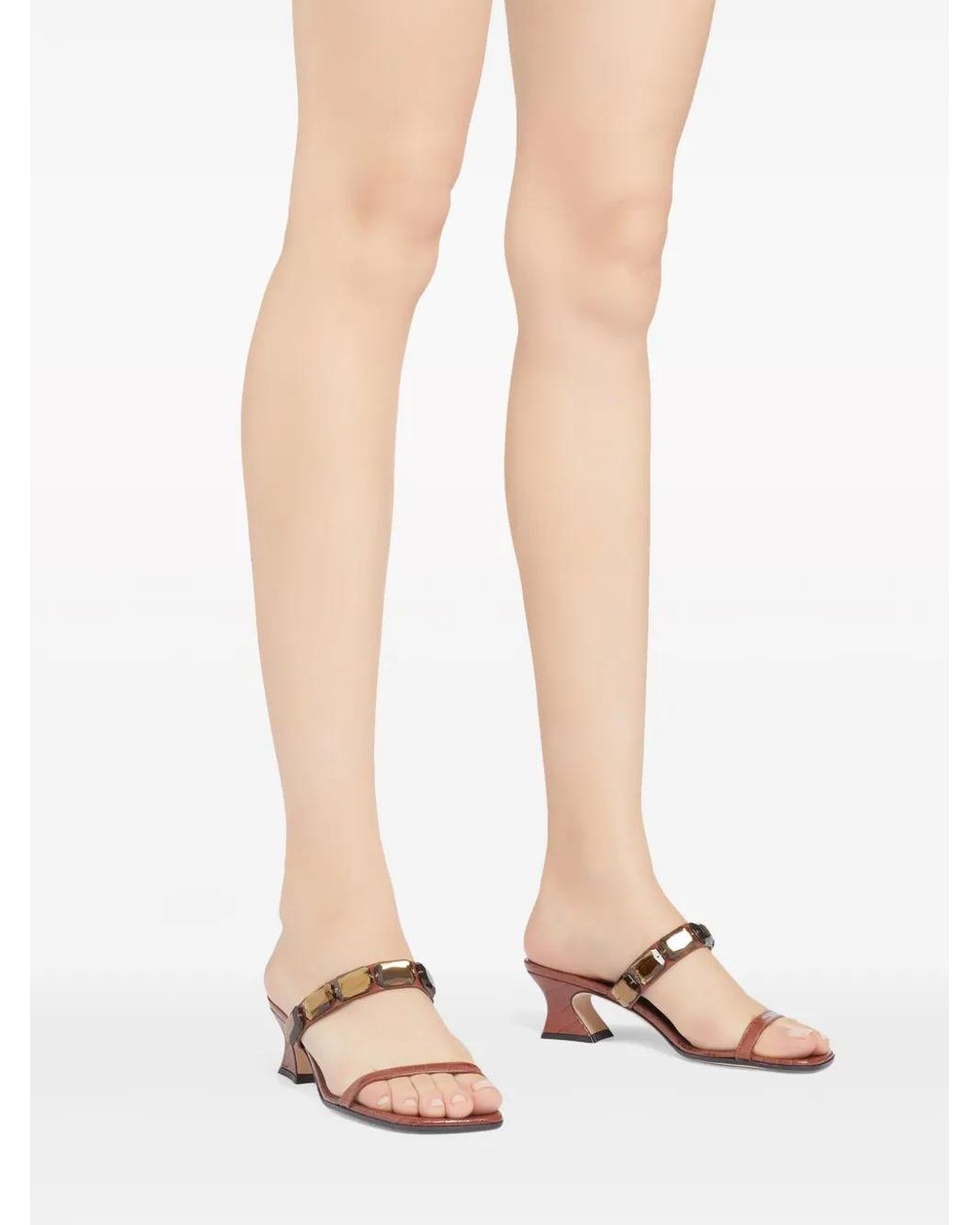 Giuseppe Zanotti Brown Flaminia 45Mm Square-Toe Sandals