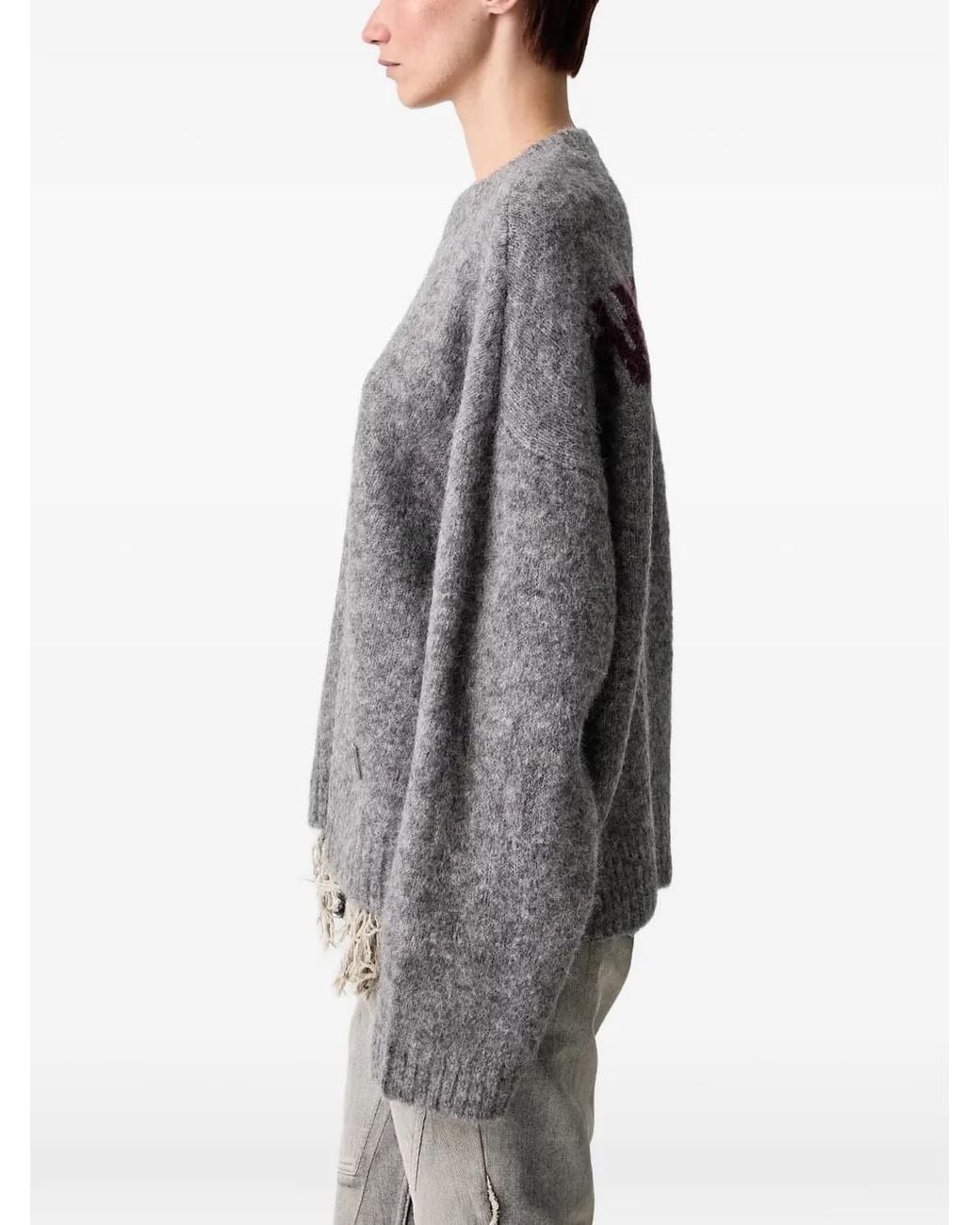 WRSTBHVR Gray Enci V3 Logo-Intarsia Knitted Sweater