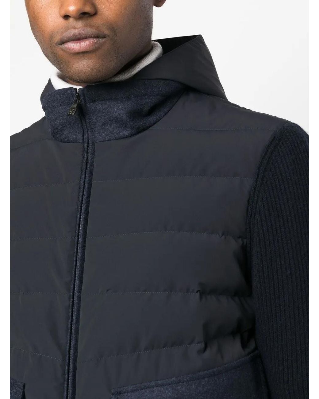 Corneliani Blue Padded Zipped-Up Jacket for men