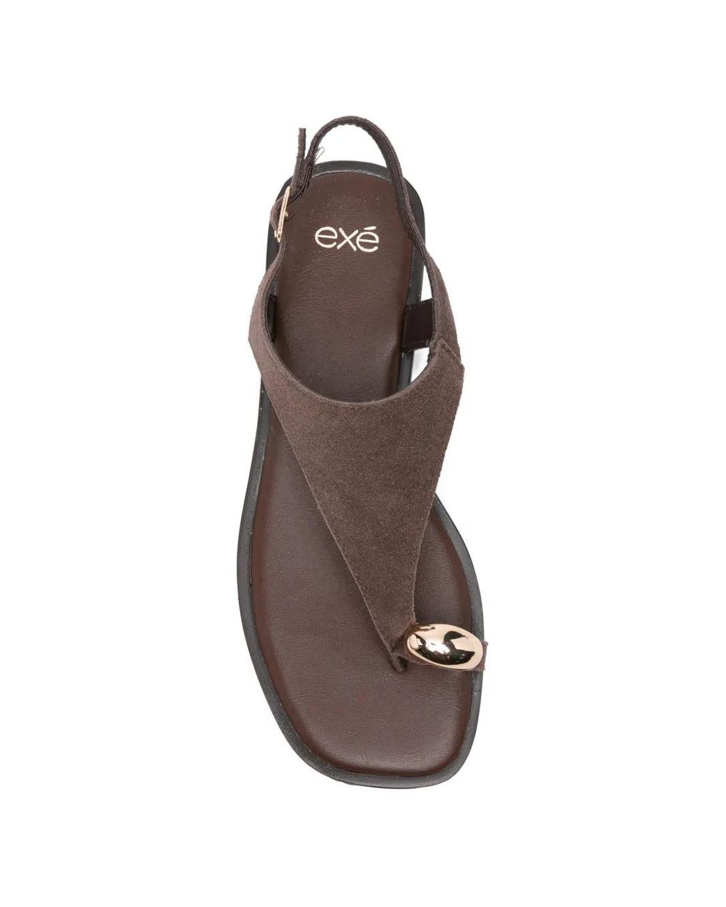 Exe' Brown Buckle-Fastening Thong Sandals