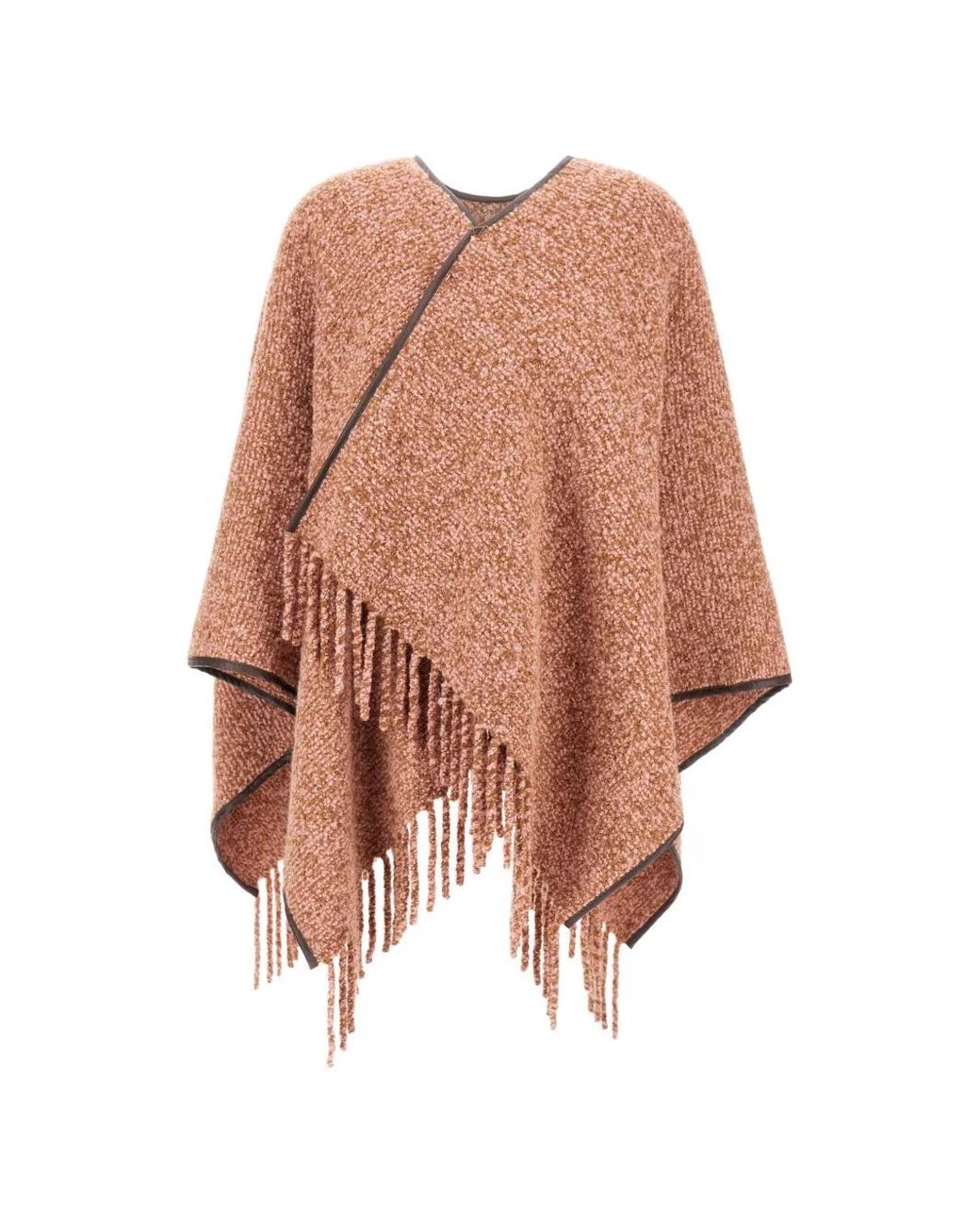 Herno Pink Bouclé Fringed Poncho
