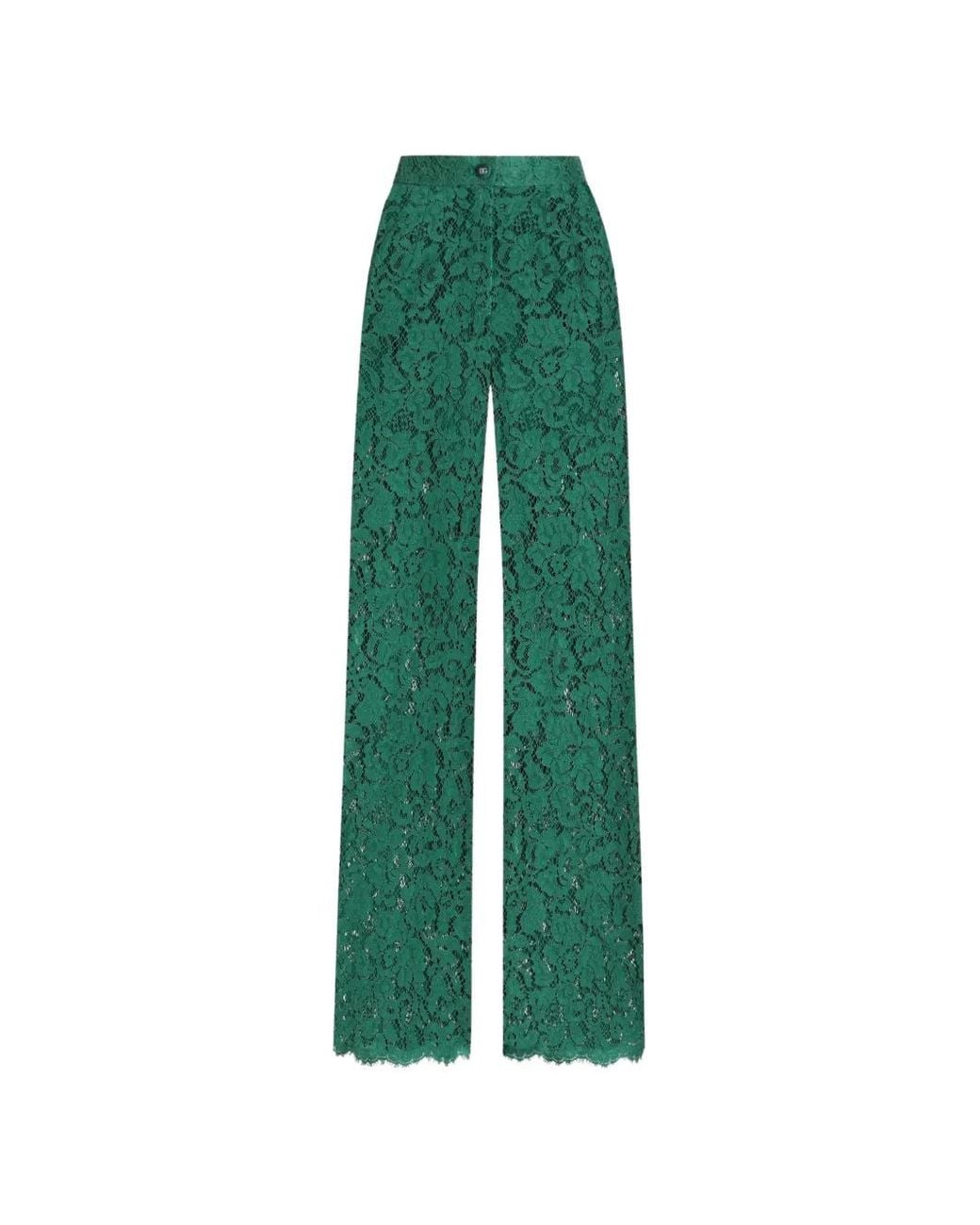 Dolce & Gabbana Green Cordonetto Lace Trousers