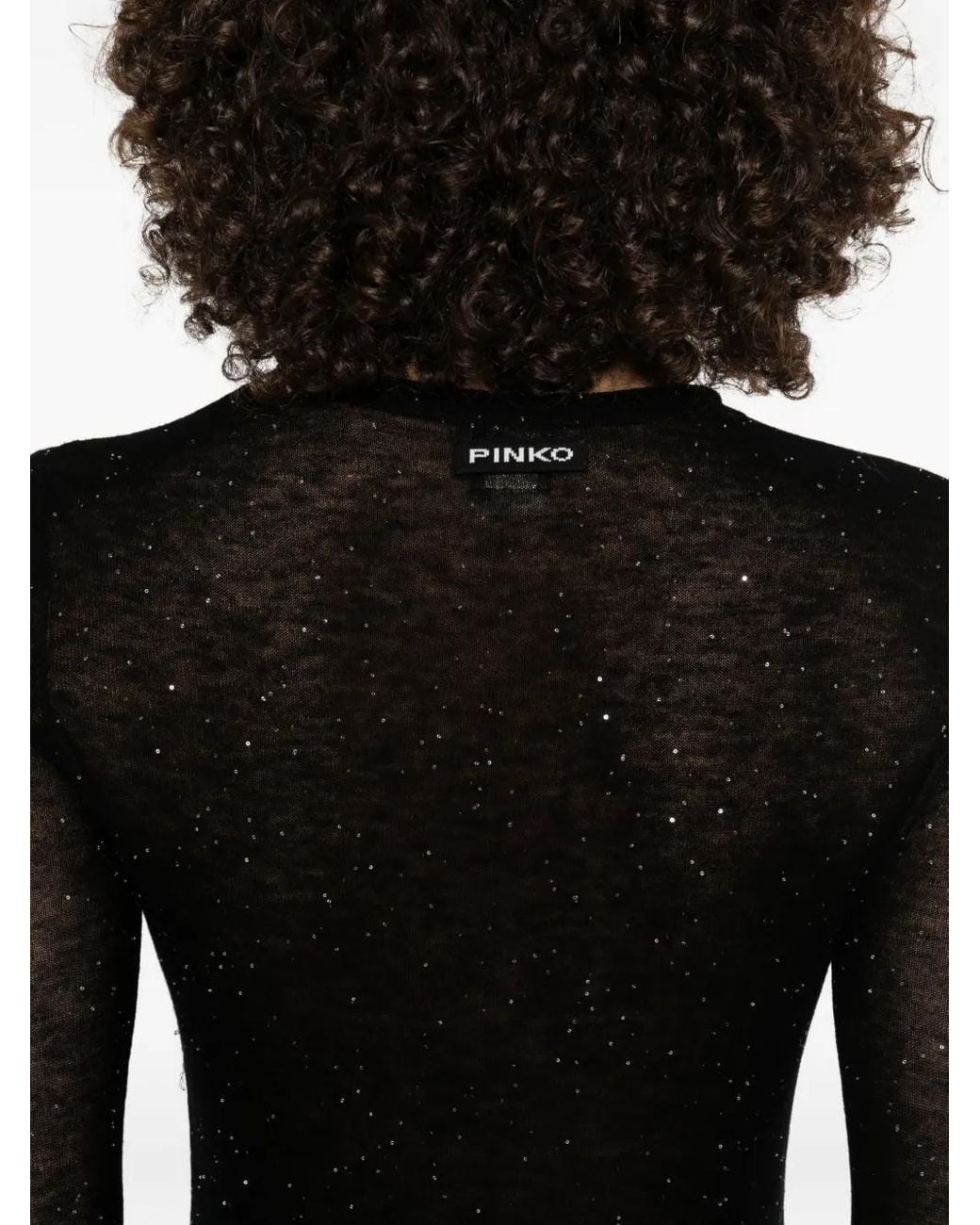 Pinko Black Crew-Neck Sweater With Sequins
