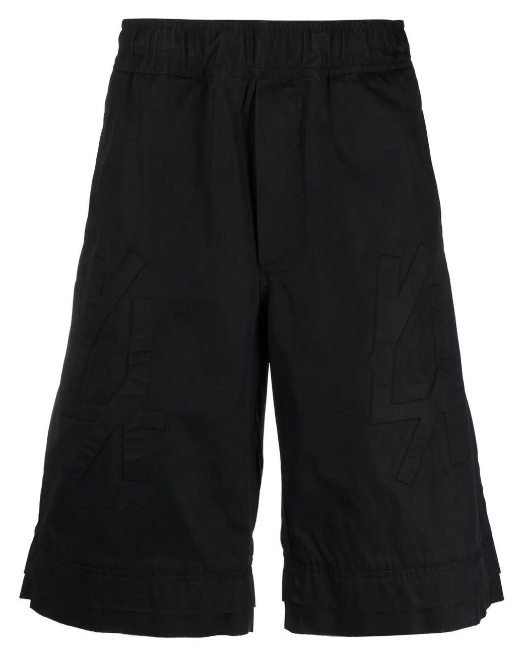 44 Label Group Black Embossed-Logo Knee-Length Shorts for men